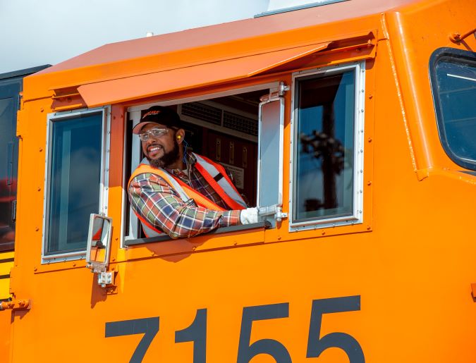 A BNSF locomotive engineer at work