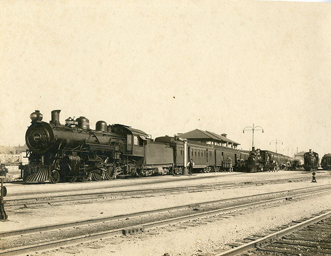 Archival photo of a steam train at Temple 